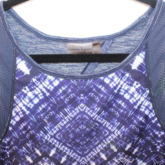 Nanette Lepore Activewear Sports Bra Top XL Navy Pink Geometric Print - Picture 5 of 7